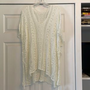 Like new cover up. Slightly off white, crochet design with V neck